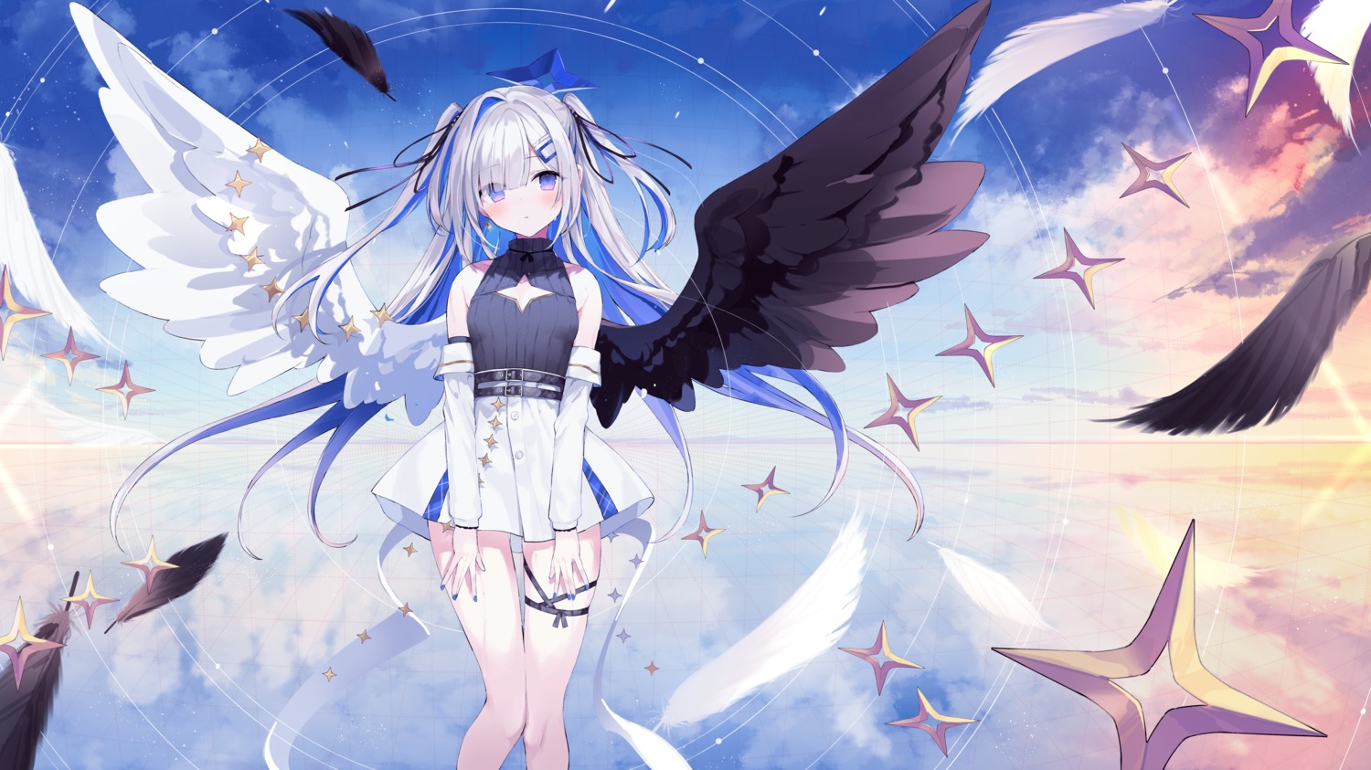 amane_kanata, angel, garter, hololive, nana_(luna_berry), wings