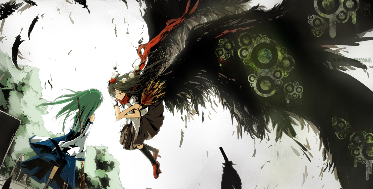 kochiya_sanae, lowlight_kirilenko, shameimaru_aya, touhou