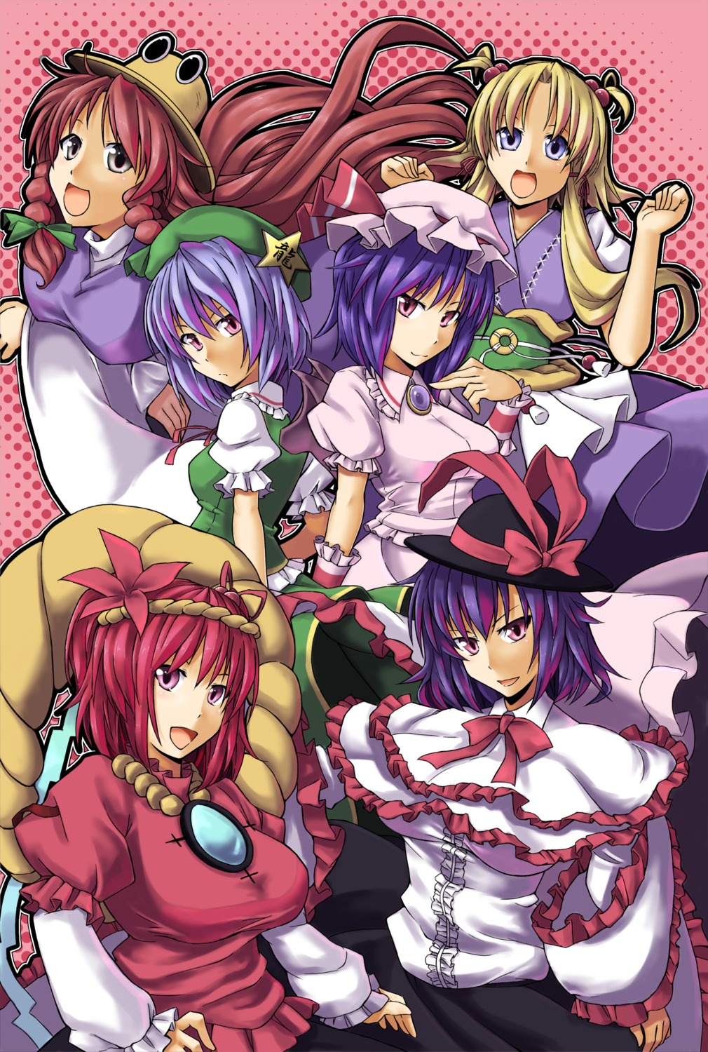 alto-00, hong_meiling, moriya_suwako, nagae_iku, onozuka_komachi, remilia_scarlet, touhou, yasaka_kanako
