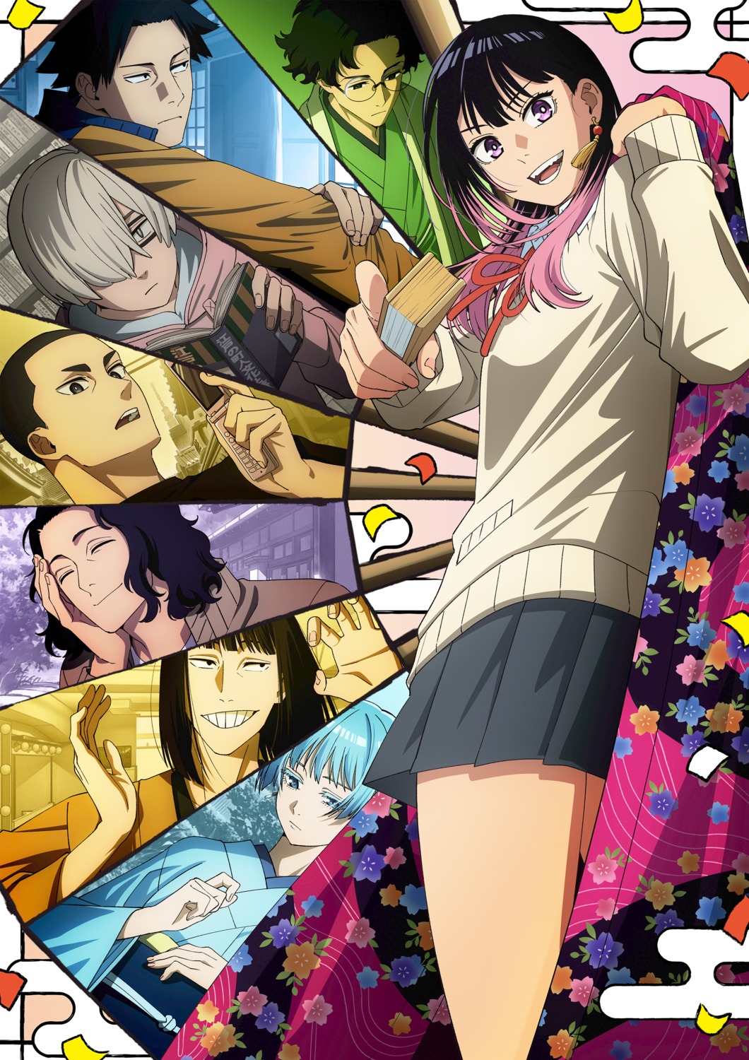 akane_banashi, arakawa_guriko, arakawa_koguma, arakawa_kyouji, arakawa_maikeru, kimono, kouragi_hikaru, megane