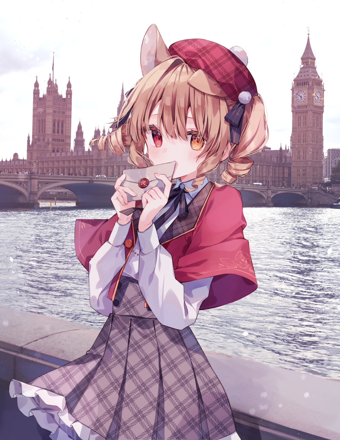 animal_ears, heterochromia, pirose, skirt_lift