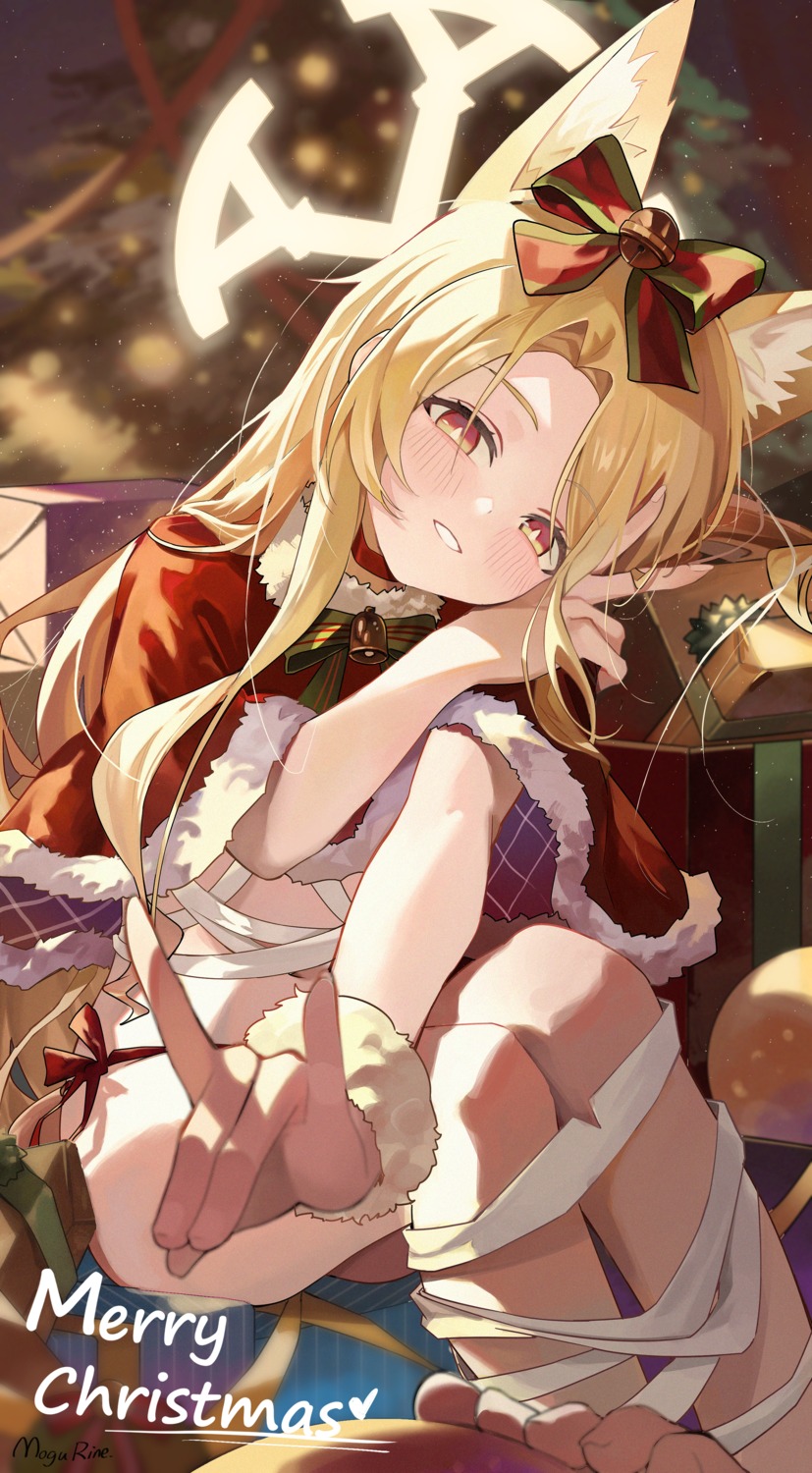 animal_ears, bandages, blue_archive, christmas, halo, kitsune, mogurine, pantsu