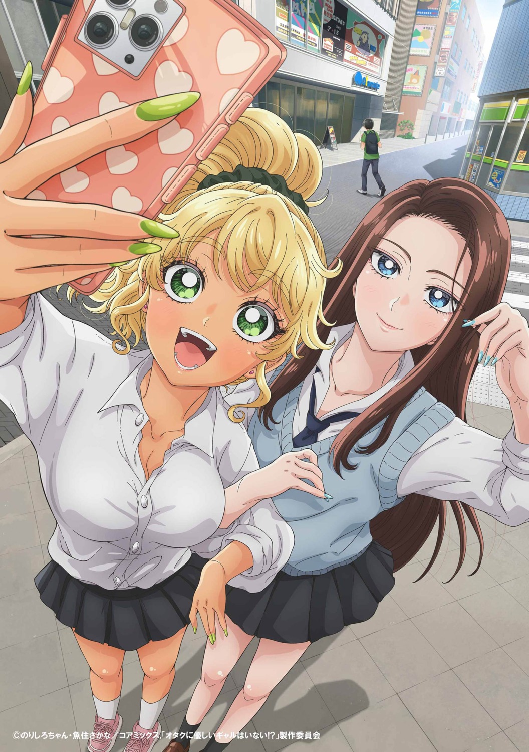 amane_kei, cleavage, ijichi_kotoko, open_shirt, otaku_ni_yasashii_gal_wa_inai!?, seifuku, selfie, seo_takuya, sweater, tagme