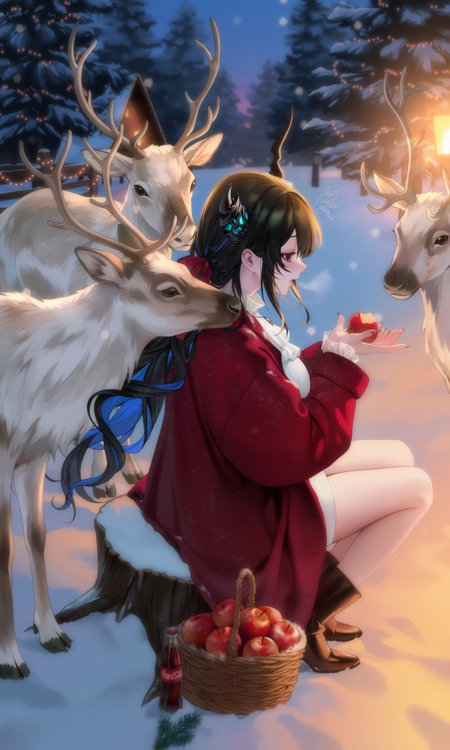 christmas, hololive, hololive_english, horns, nerissa_ravencroft, oikomia