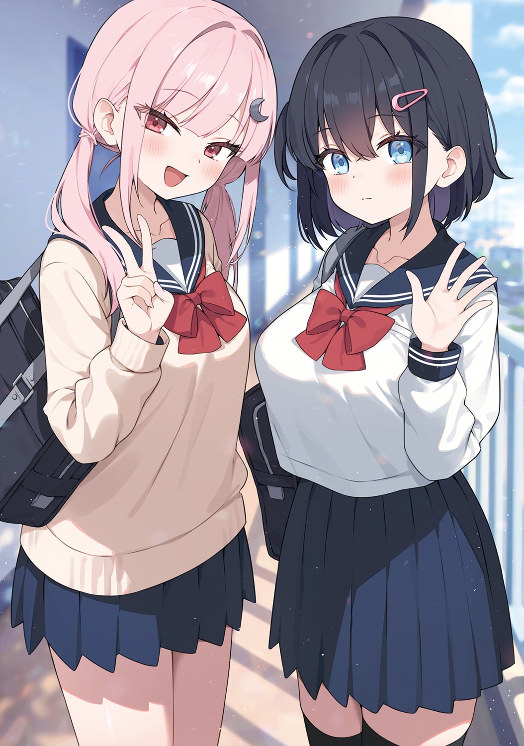 ayamy, seifuku, sweater, thighhighs