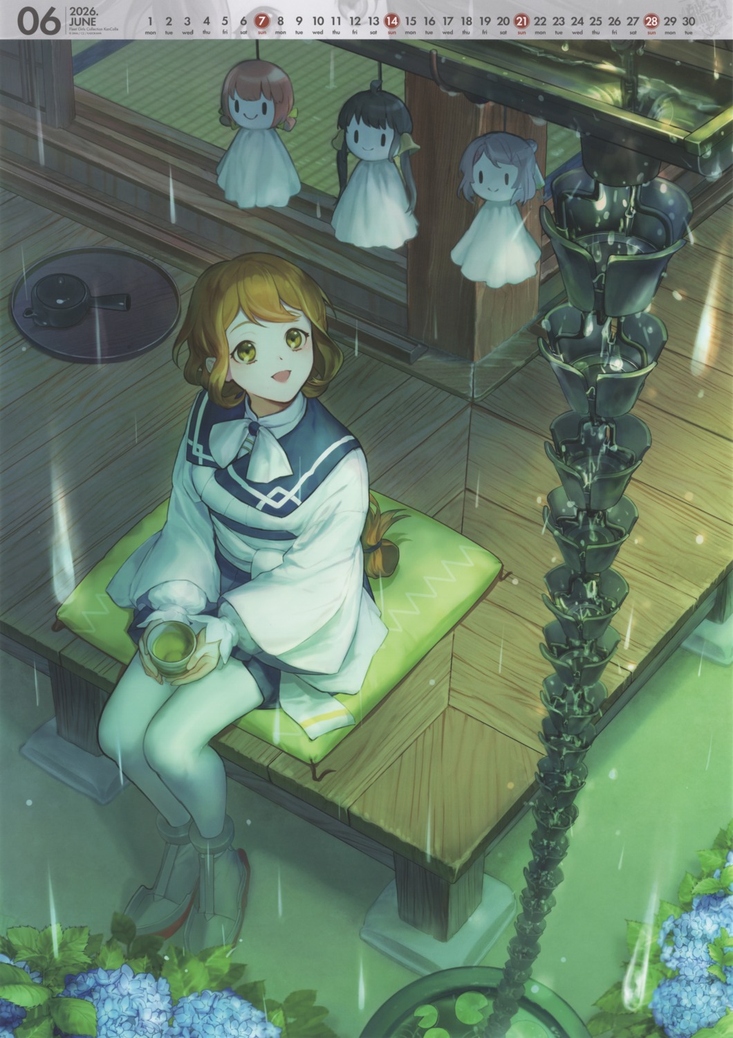 calendar, chibi, dainijuunigou_kaiboukan_(kancolle), daisanjuugou_kaiboukan_(kancolle), daiyongou_kaiboukan_(kancolle), hozuka, japanese_clothes, kantai_collection, ootomari_(kancolle)