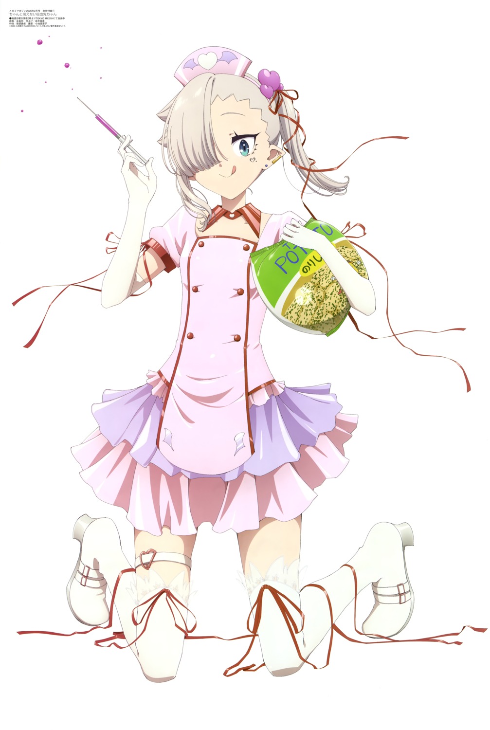 chanto_suenai_kyuuketsuki-chan, garter, heels, ishikawa_luna, nurse, pointy_ears, see_through, tani_takuya, tattoo, thighhighs