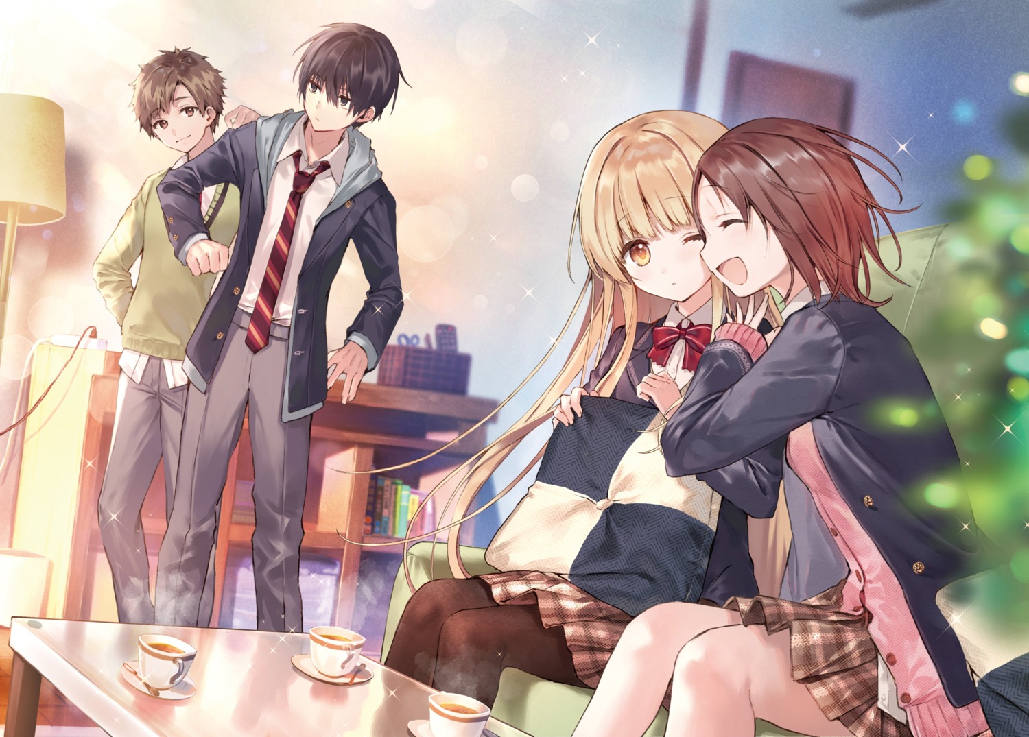 akazawa_itsuki, fujimiya_amane, hanekoto, otonari_no_tenshi-sama_ni_itsunomanika_dame_ningen_ni_sareteita_ken, pantyhose, seifuku, shiina_mahiru, shirakawa_chitose