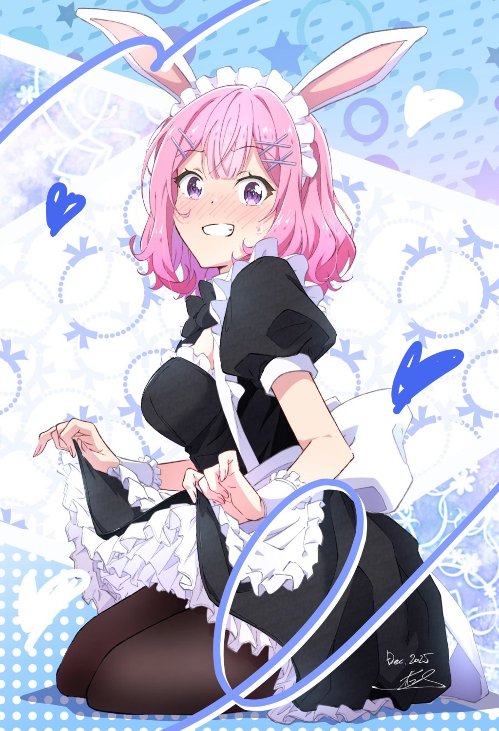 amaori_renako, animal_ears, bunny_ears, maid, nii_manabu, pantyhose, skirt_lift, watashi_ga_koibito_ni_nareru_wake_nai_jan_muri_muri!_(※muri_ja_nakatta!?)