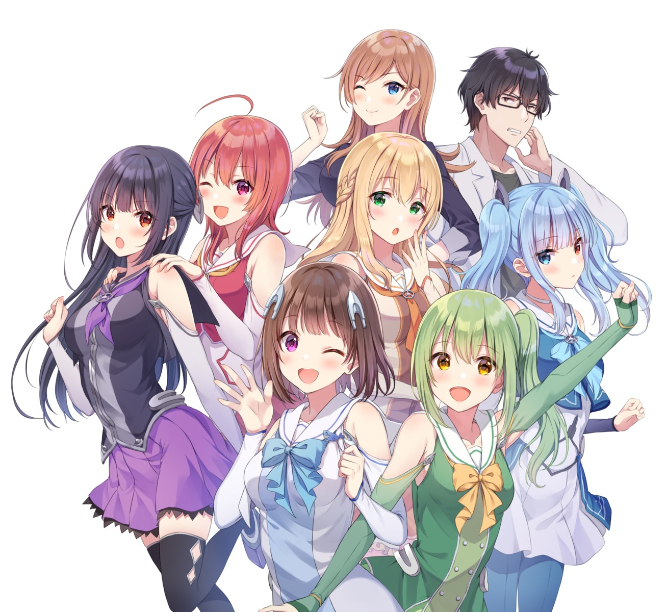 heiwajima_komugi, heterochromia, kazamori_seitarou, keihin_futaba, megane, motor_queen, ookuni_keyaki, oomori_toa