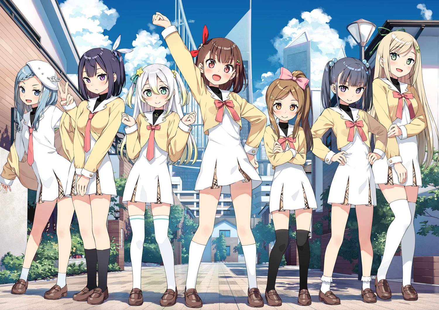 asagi_asuka, kantoku, magical_suite_prism_nana, oribe_kotone, seifuku, thighhighs, washioka_itaru