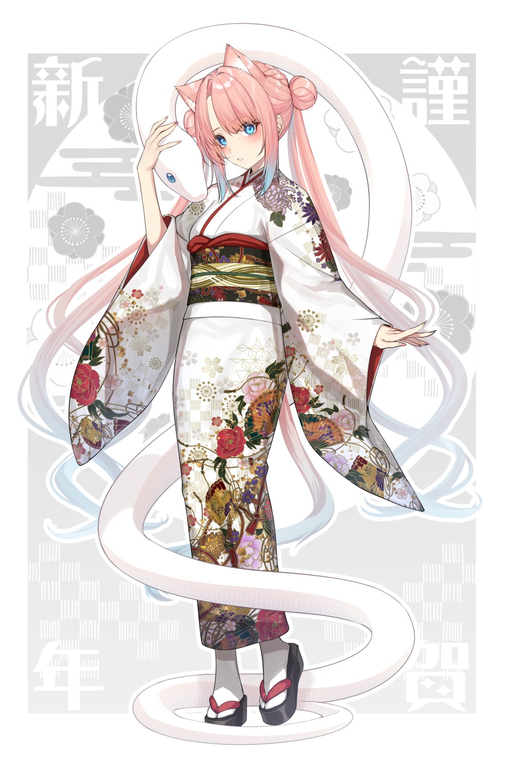 animal_ears, go-1, kimono, miruku_(go-1), nekomimi, tail