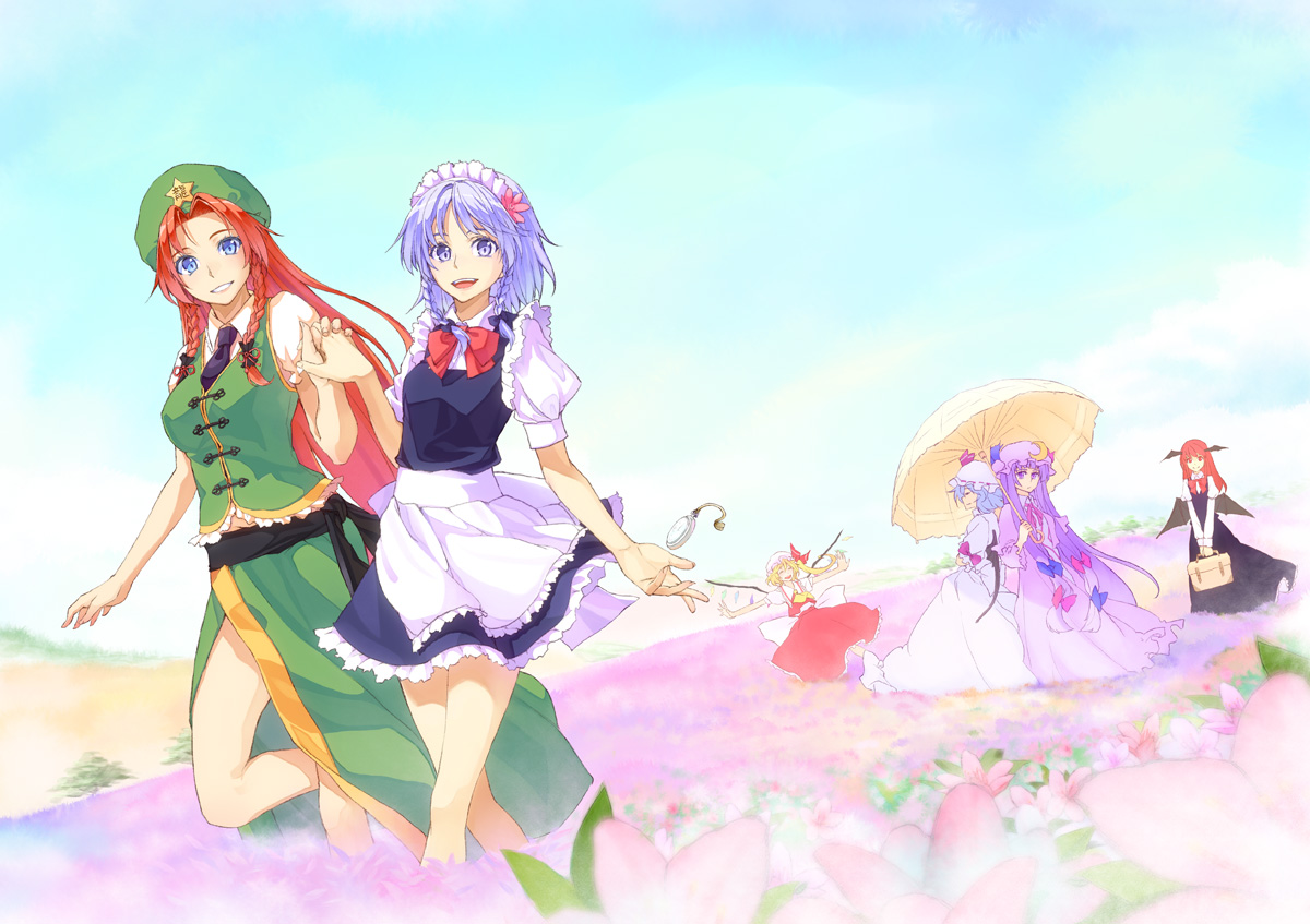 flandre_scarlet, hakui_ami, hong_meiling, izayoi_sakuya, koakuma, patchouli_knowledge, remilia_scarlet, touhou
