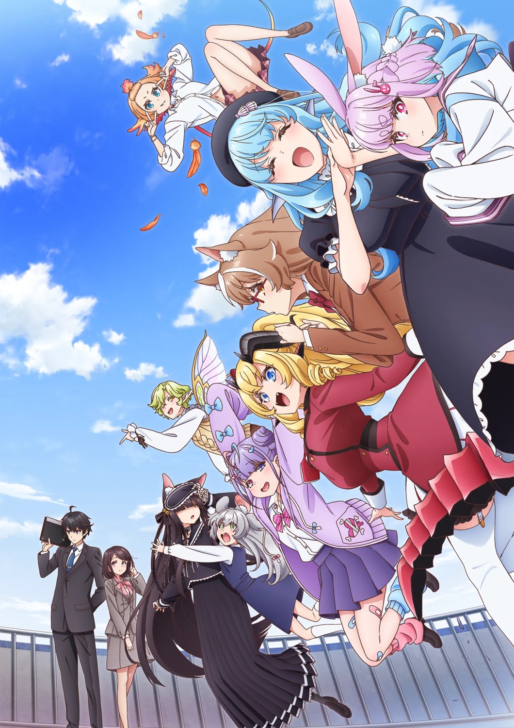 animal_ears, bandaid, bunny_ears, business_suit, dress, haneda_tobari, haruna_mirai, heterochromia