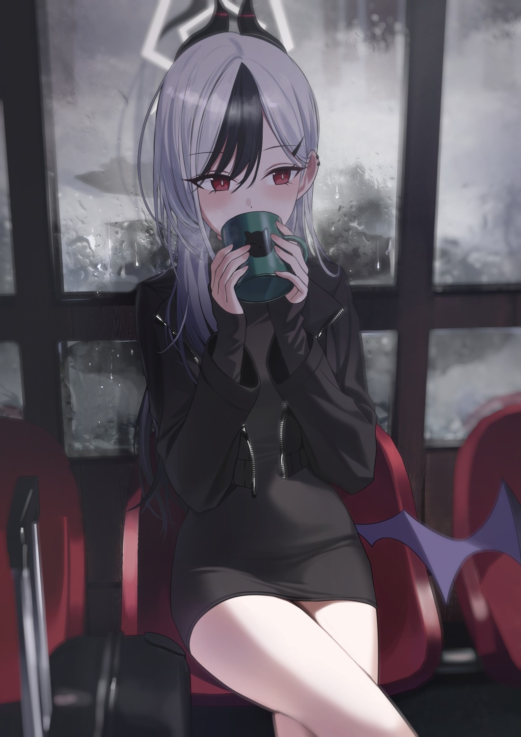 blue_archive, devil, dress, halo, horns, okkimon, onikata_kayoko, wings