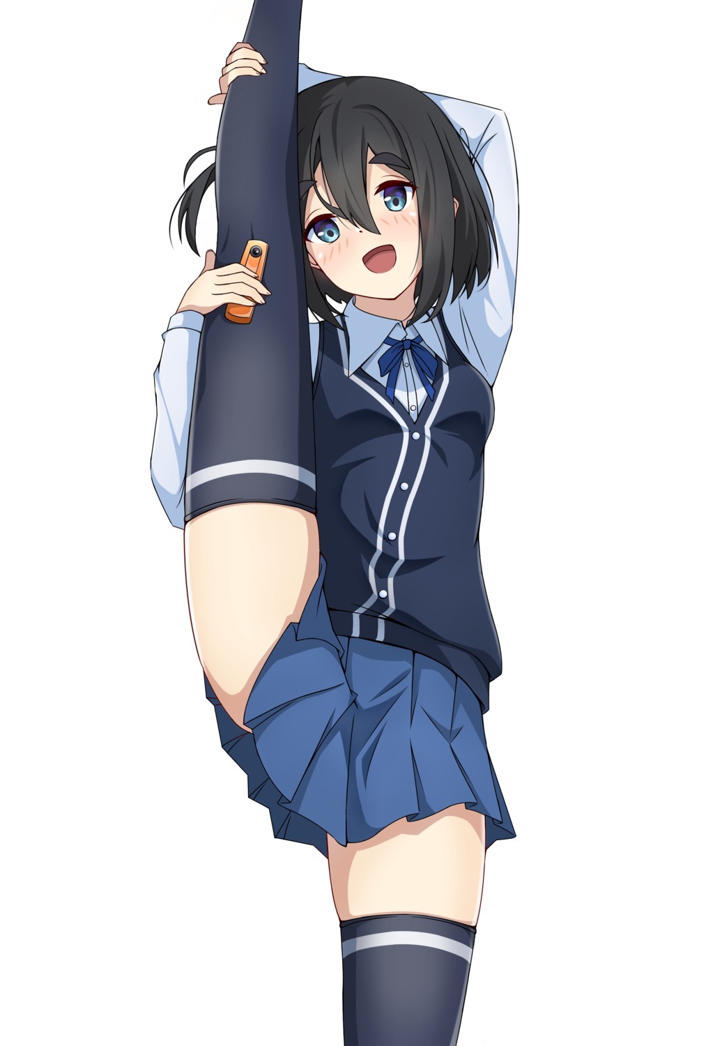 amamiya_satsuki_(mono), mono_(afro), seifuku, skirt_lift, sweater, thighhighs, yasuc