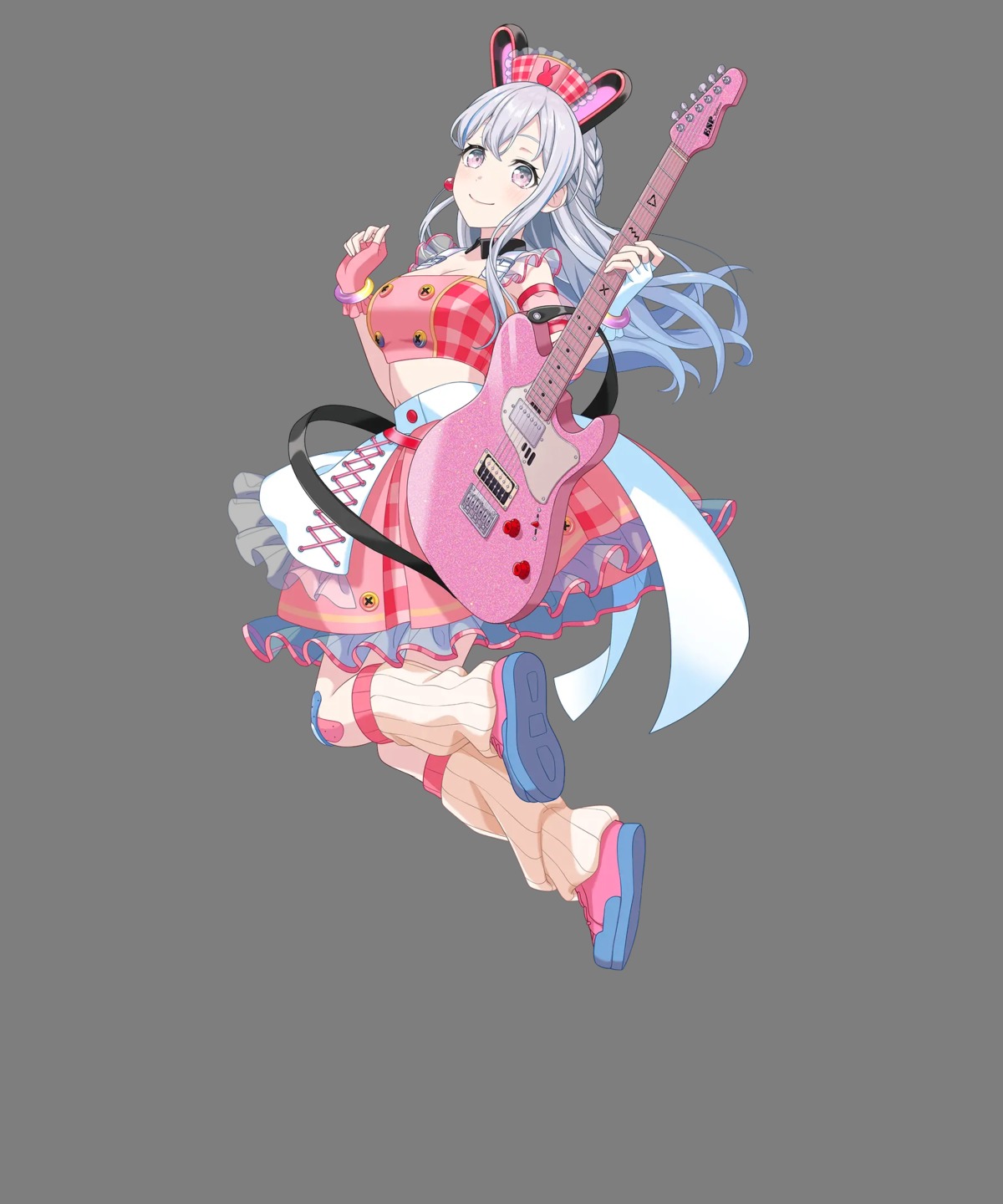 animal_ears, bandaid, bang_dream!, bang_dream!_mugendai_mewtype, bunny_ears, guitar, miyanaga_nonoka, nurse