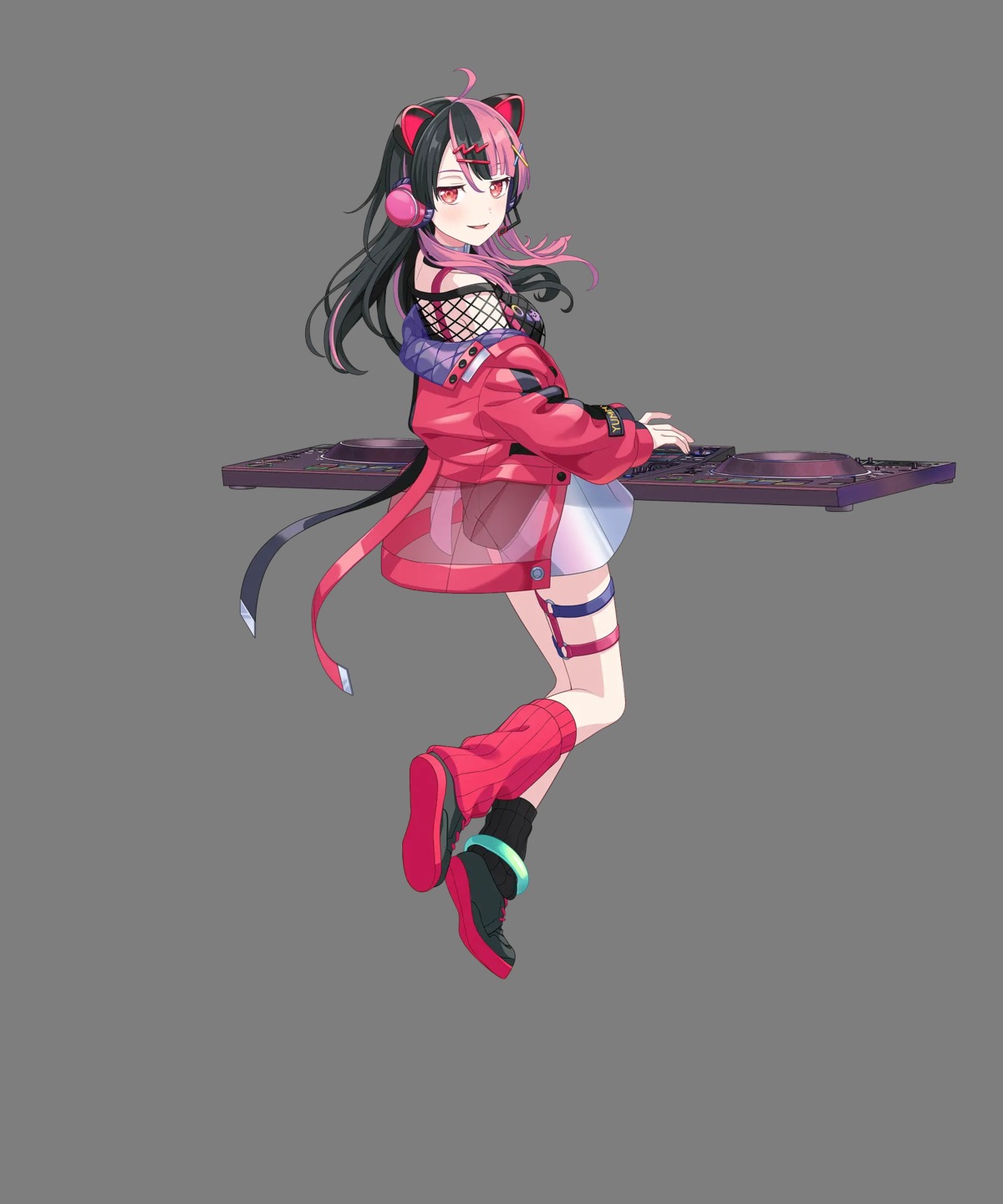 animal_ears, bang_dream!, bang_dream!_mugendai_mewtype, fishnets, garter, headphones, nekomimi, see_through