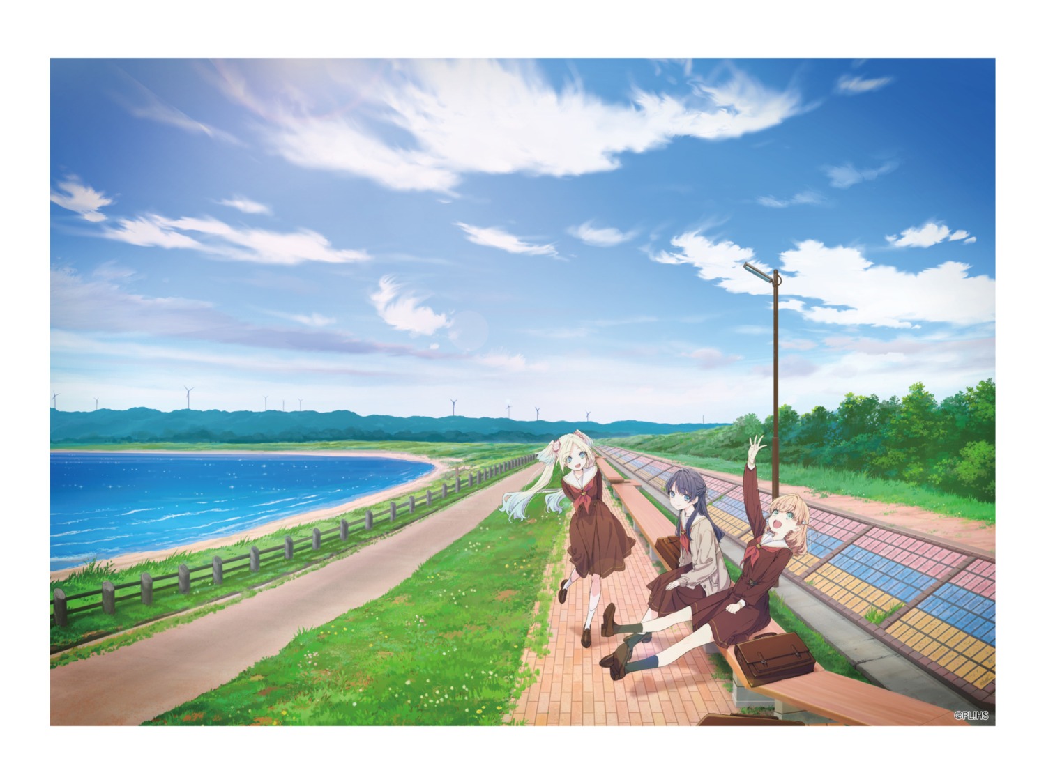 hinoshita_kaho, iizuka_haruko, landscape, love_live!_(series), love_live!_hasu_no_sora_jogakuin_school_idol_club, murano_sayaka, oosawa_rurino, seifuku