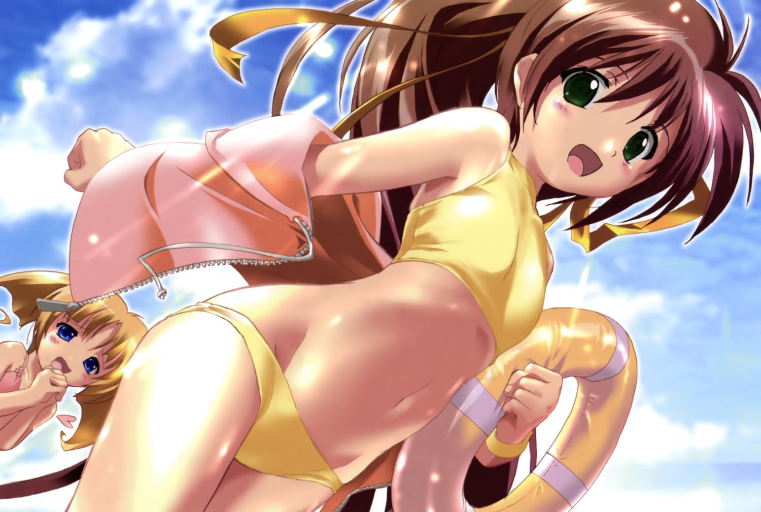 aoi_sora_no_neosphere, bikini, deep-blue_series, komatsu_e-ji, nanoca_flanka, nene_hampden, swimsuits