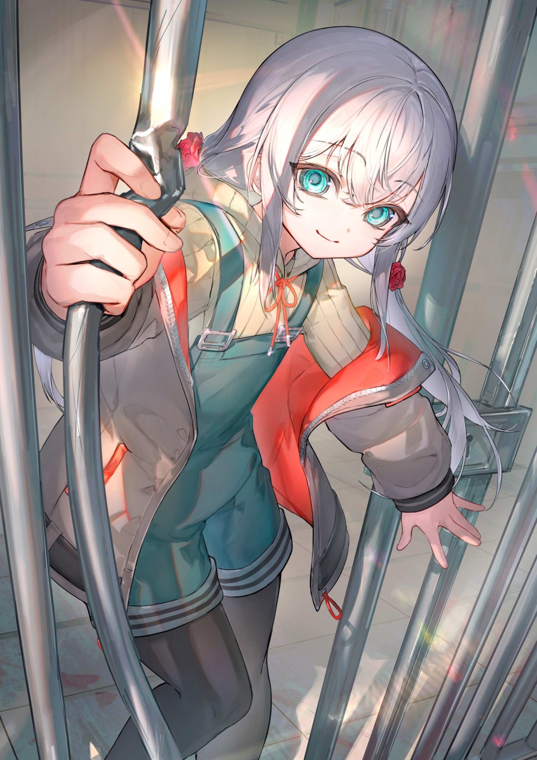 katana_canata, kyouran_reijou_nia_liston, nia_liston, overalls, pantyhose, sweater
