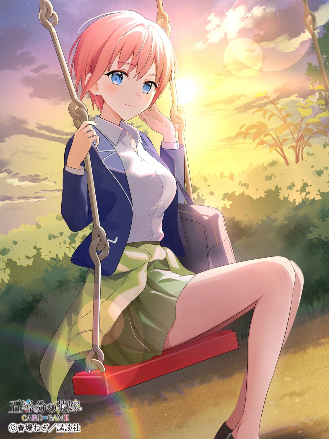 5-toubun_no_hanayome, nakano_ichika, niwata0, seifuku, skirt_lift, sweater