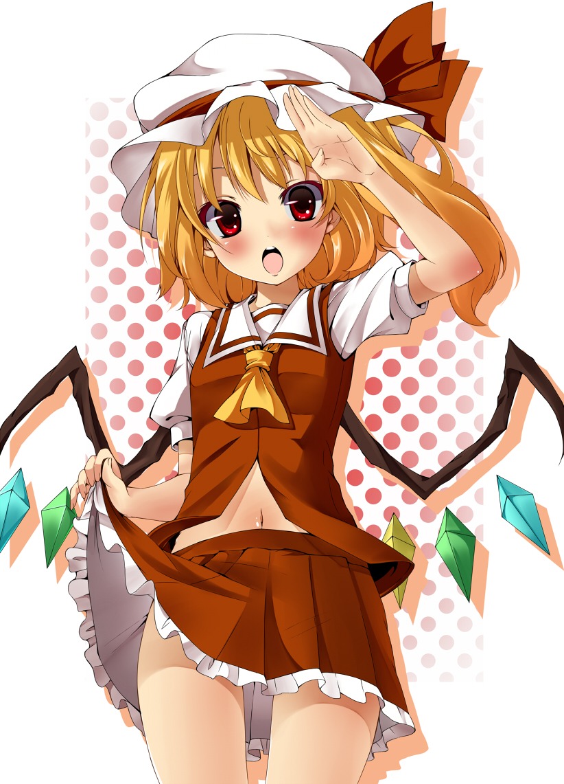 flandre_scarlet, mamedenkyuu, skirt_lift, touhou, wings