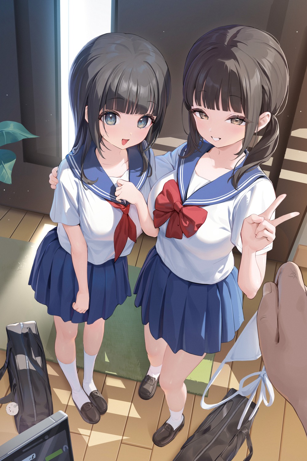 bikini, houkisei, seifuku, shizuku_(houkisei), swimsuits