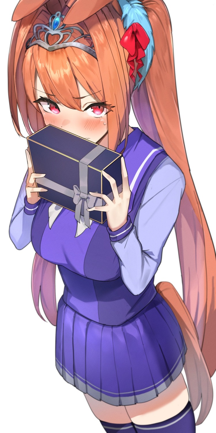 amepa_(ame_pinecandy), animal_ears, daiwa_scarlet_(umamusume), seifuku, tail, thighhighs, uma_musume_pretty_derby, valentine