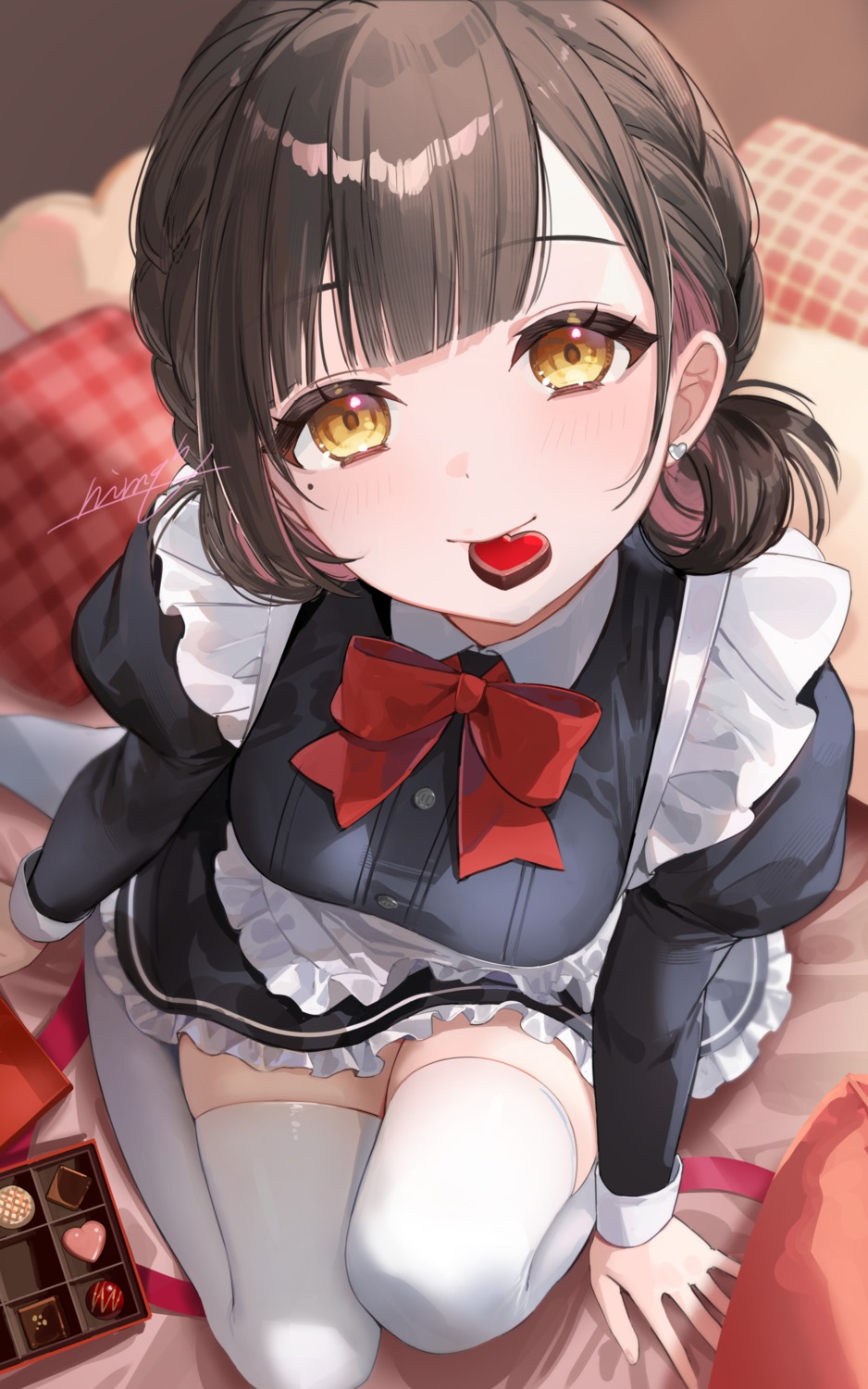 maid, nima_(niru54), thighhighs, valentine