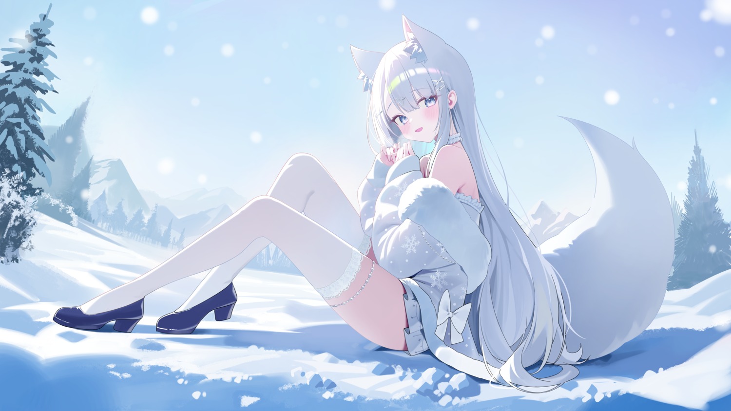 animal_ears, garter, heels, no_bra, re-leaf, tail, thighhighs