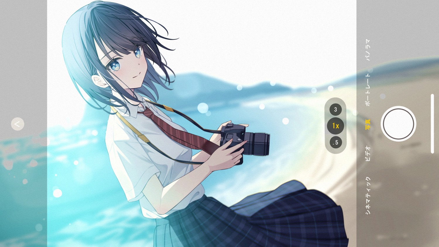 seifuku, sendou_senri, skirt_lift, stars_voice, wallpaper
