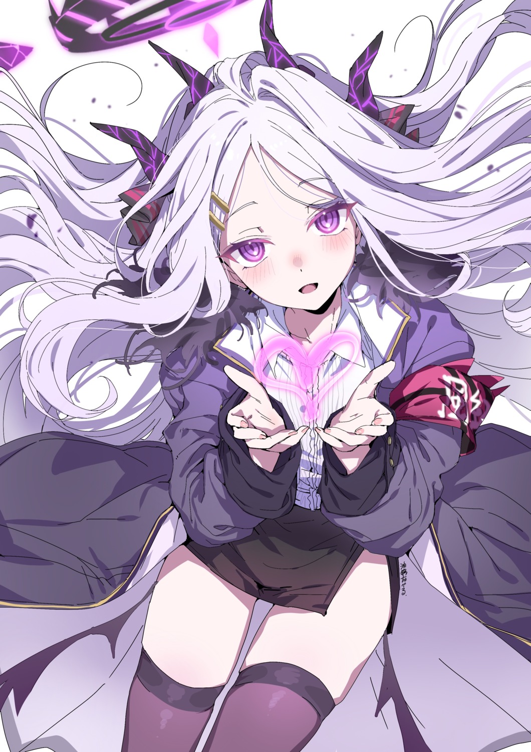 blue_archive, devil, halo, horns, sorasaki_hina, thighhighs, uniform, wings