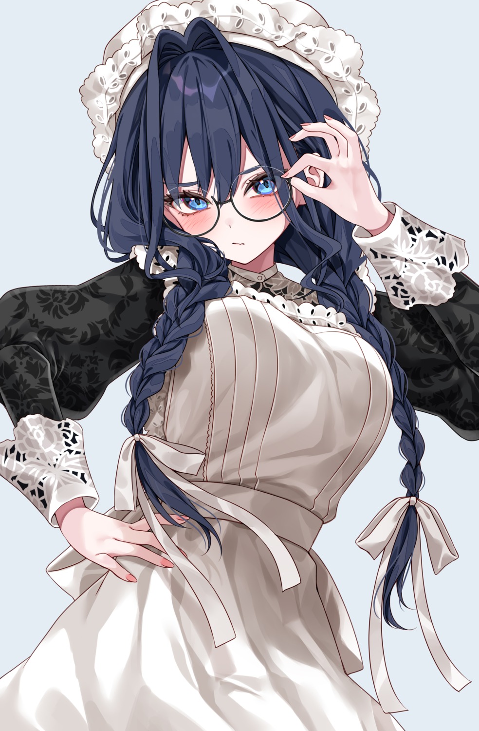 hololive, hololive_english, maid, megane, mogu_(au1127), ouro_kronii