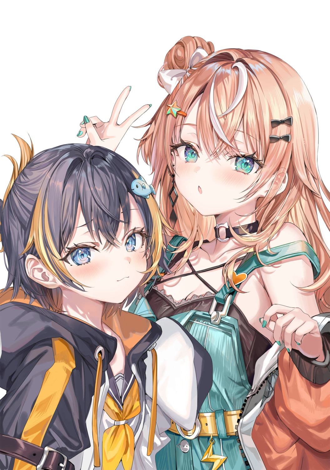 igarashi_rika, momoko_(momopoco), nijisanji, nijisanji_en, overalls, petra_gurin, seifuku