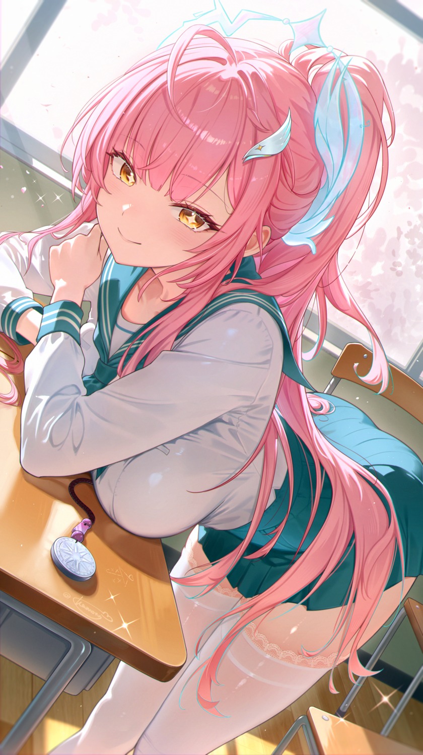 aemeath, kamory, see_through, seifuku, thighhighs, wuthering_waves