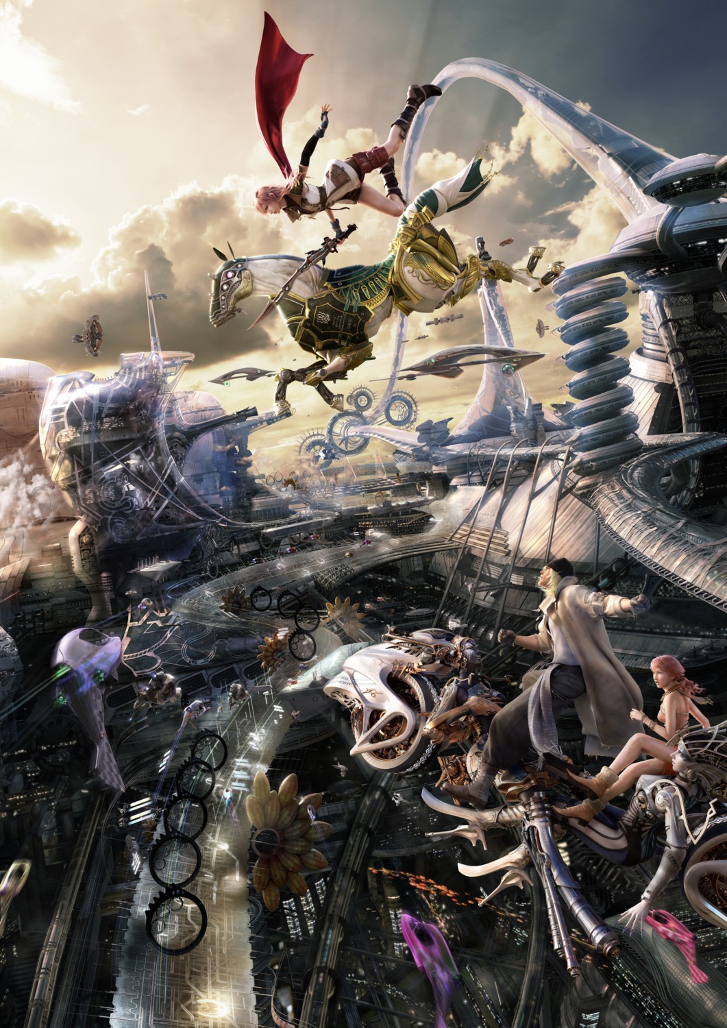 cg, final_fantasy, final_fantasy_xiii, lightning, odin_(final_fantasy), oerba_dia_vanille, shiva, snow_villiers, square_enix
