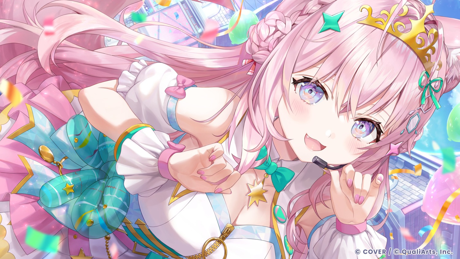 animal_ears, cleavage, hakui_koyori, hololive, tagme, tail, uniform, wallpaper