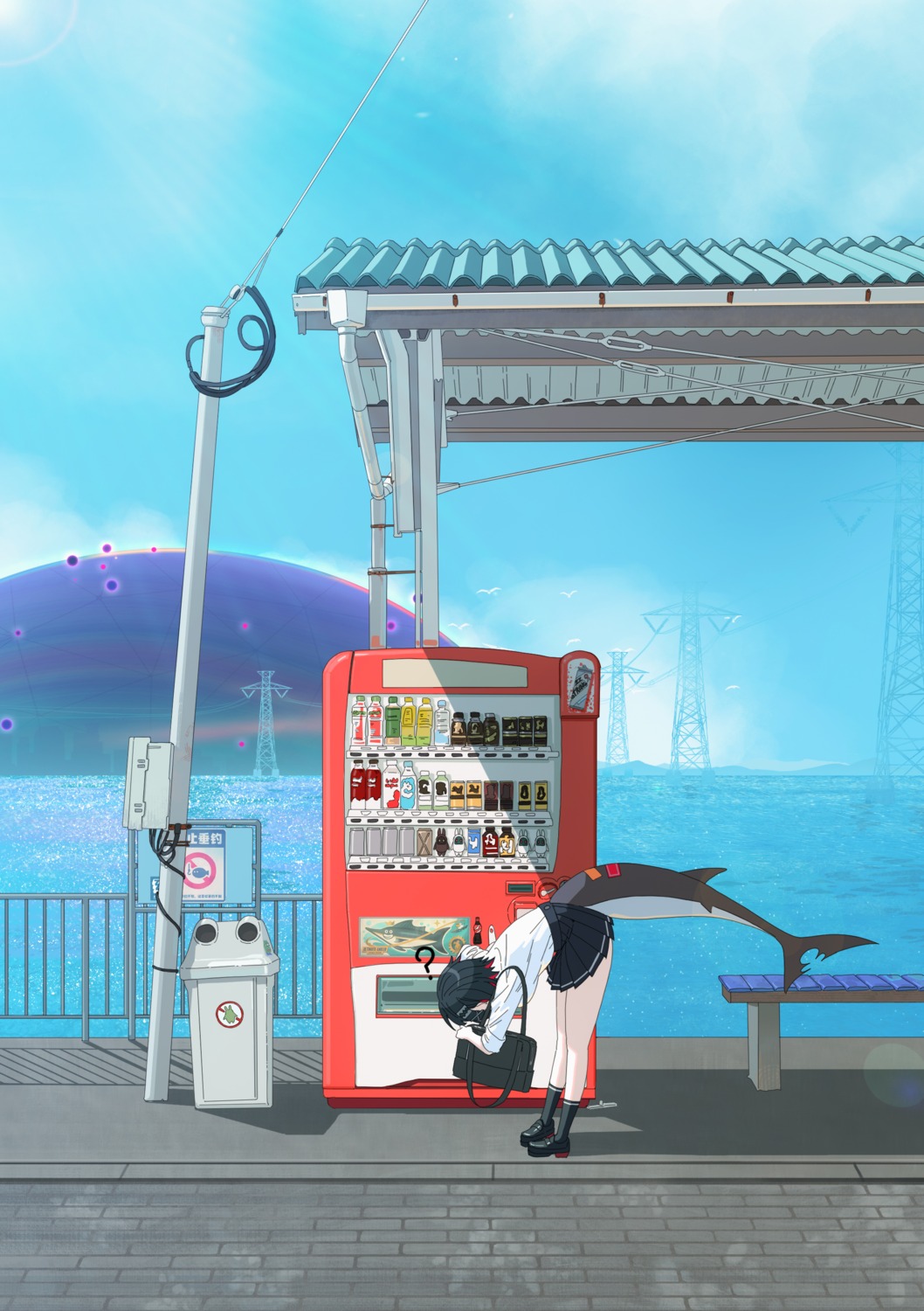 ellen_joe, midfinger22, seifuku, skirt_lift, tail, zenless_zone_zero