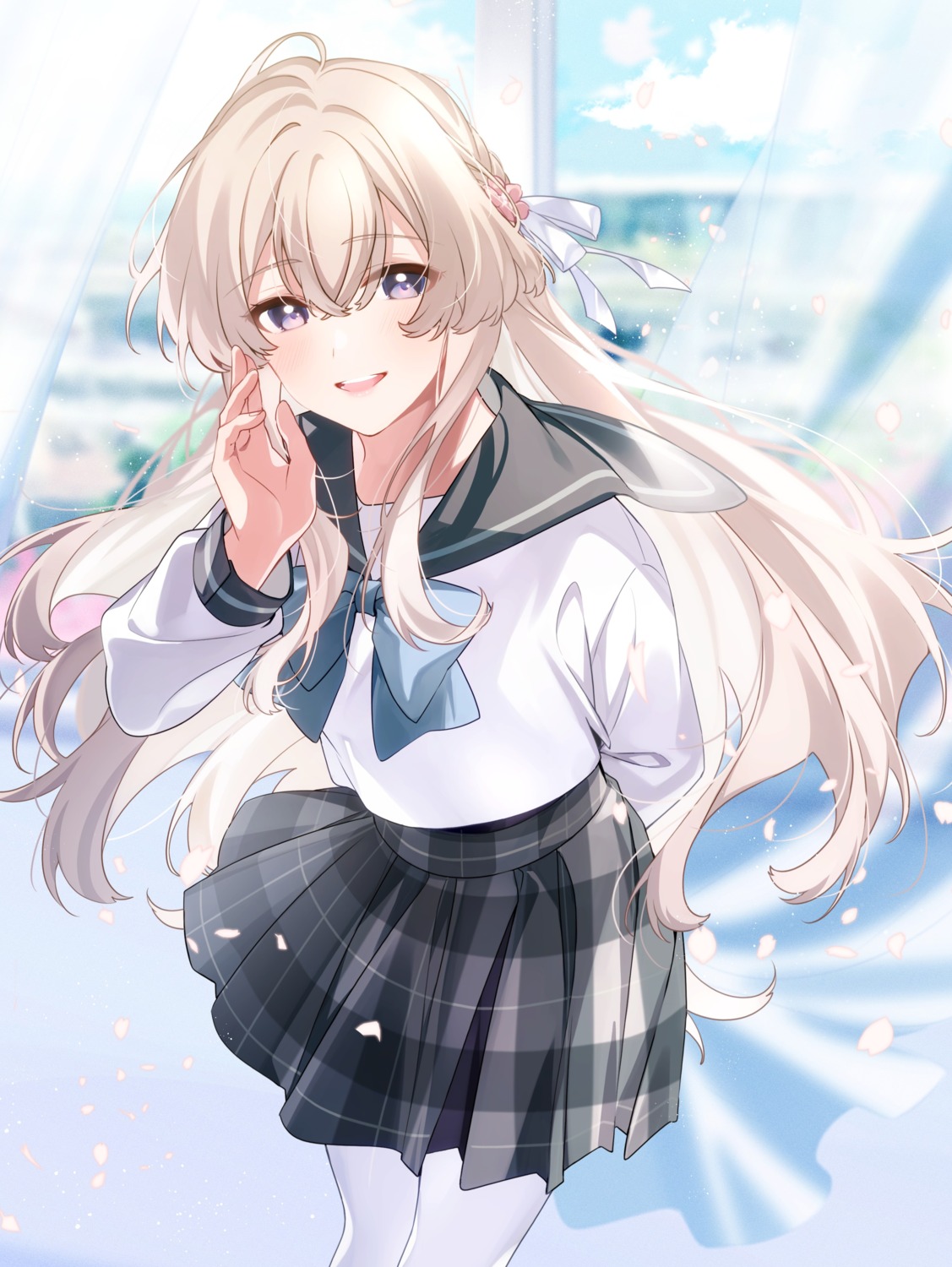 pantyhose, seifuku, skirt_lift, u35