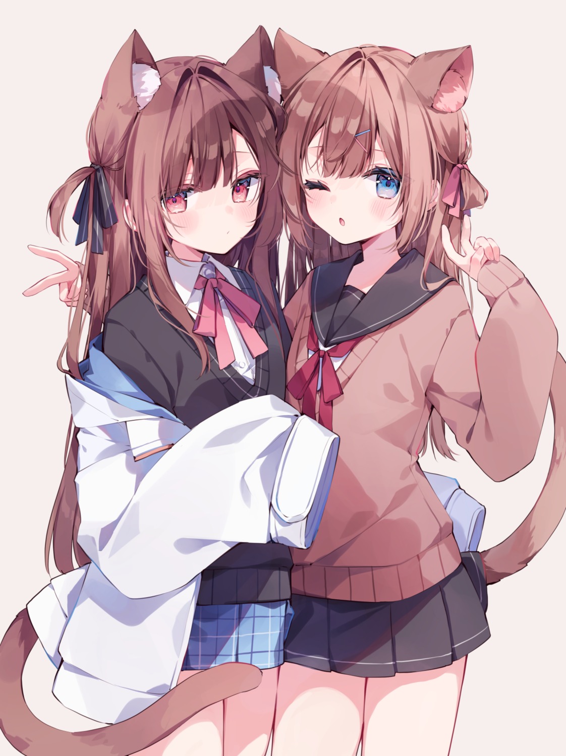 animal_ears, nekomimi, pirose, seifuku, sweater, tail
