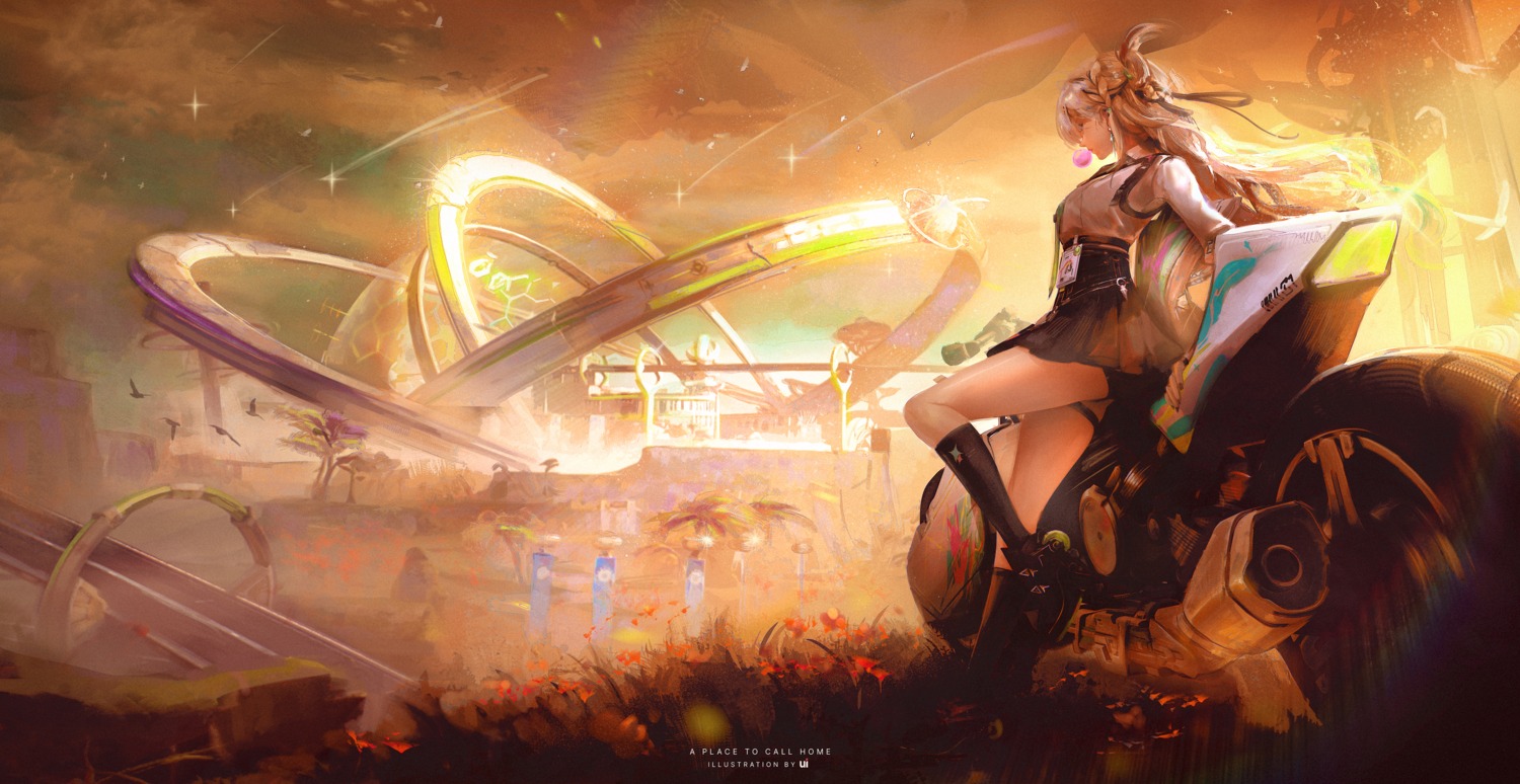 garter, landscape, lynae, seifuku, skirt_lift, ui_uiiiiiiiii, wuthering_waves