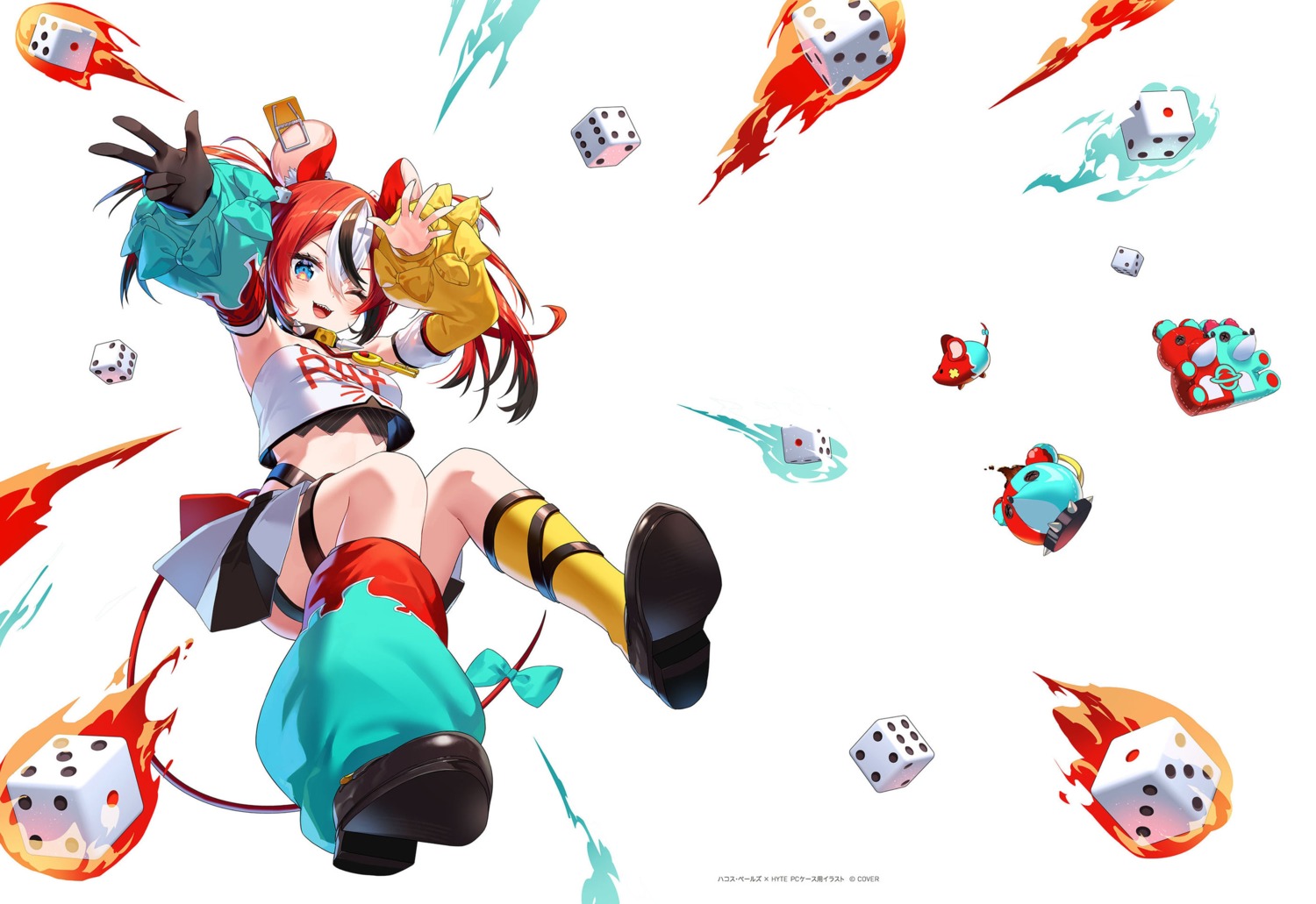 animal_ears, garter, hakos_baelz, hololive, hololive_english, no_bra, rosuuri, skirt_lift