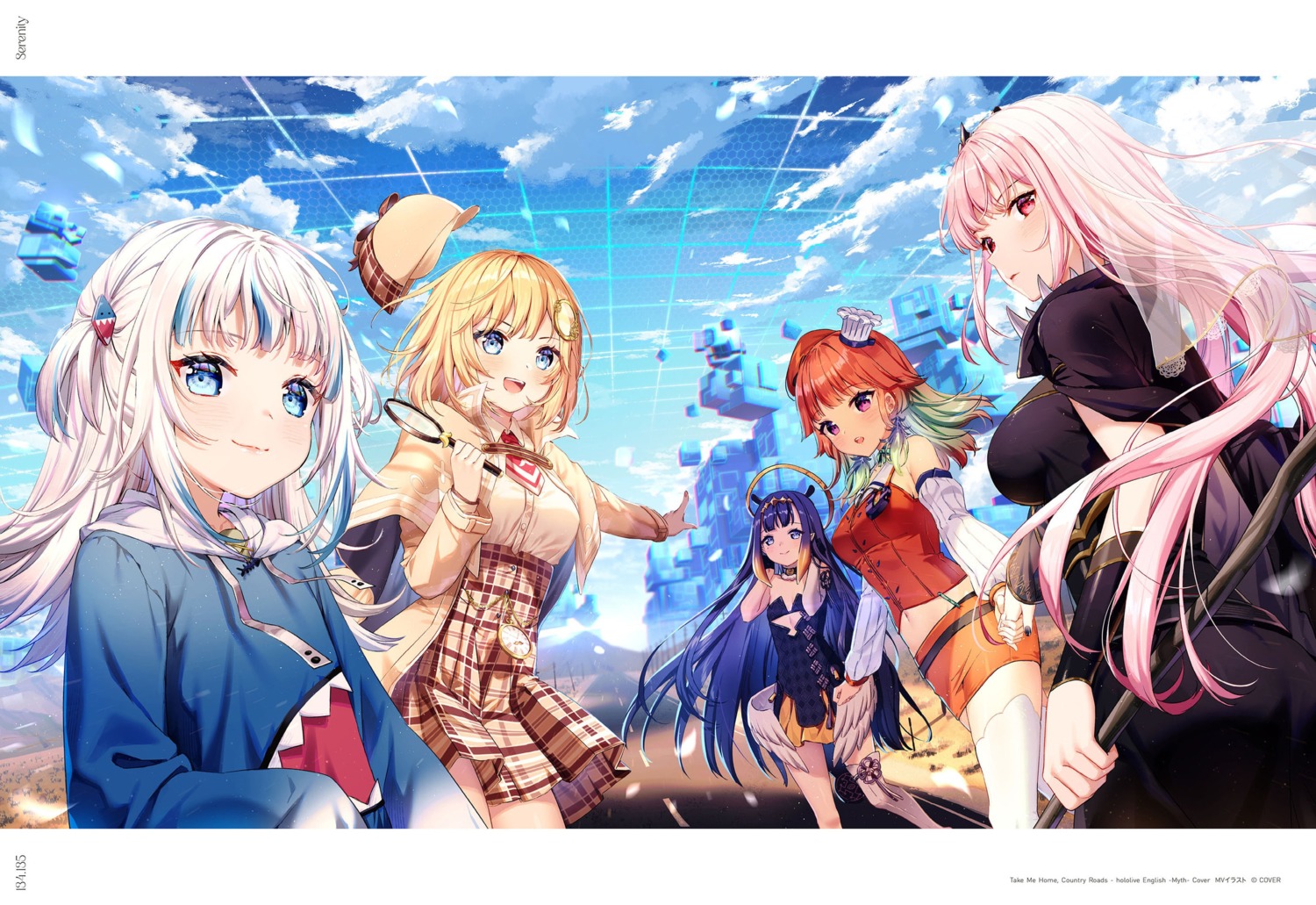 animal_ears, gawr_gura, hololive, hololive_english, mori_calliope, ninomae_ina'nis, no_bra, pointy_ears