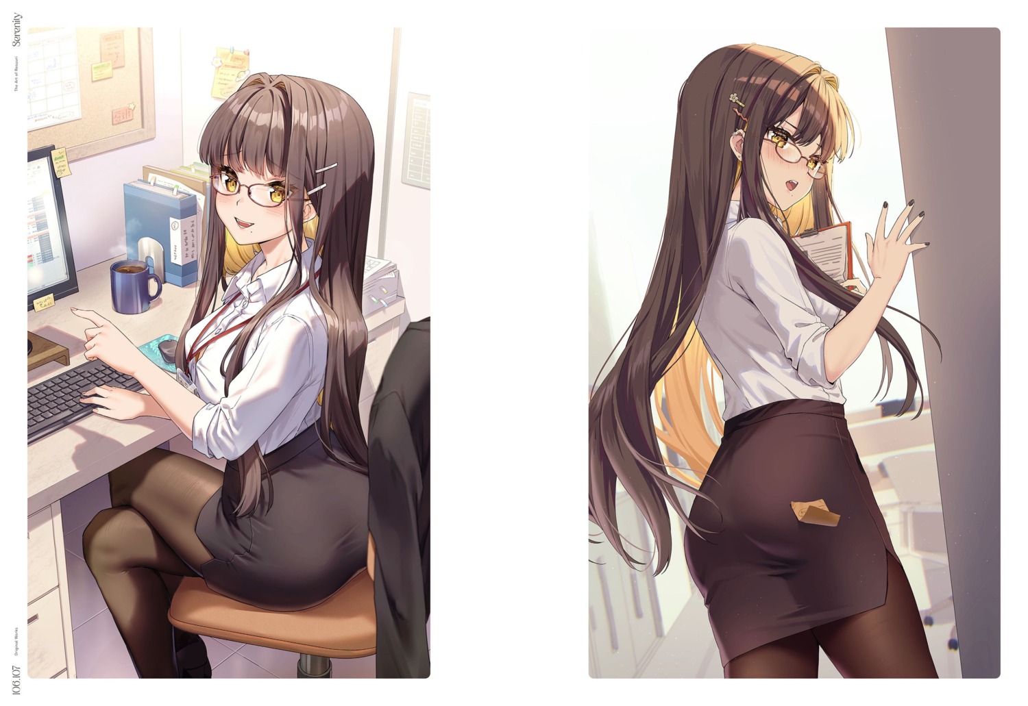 ass, business_suit, megane, pantyhose, rosuuri