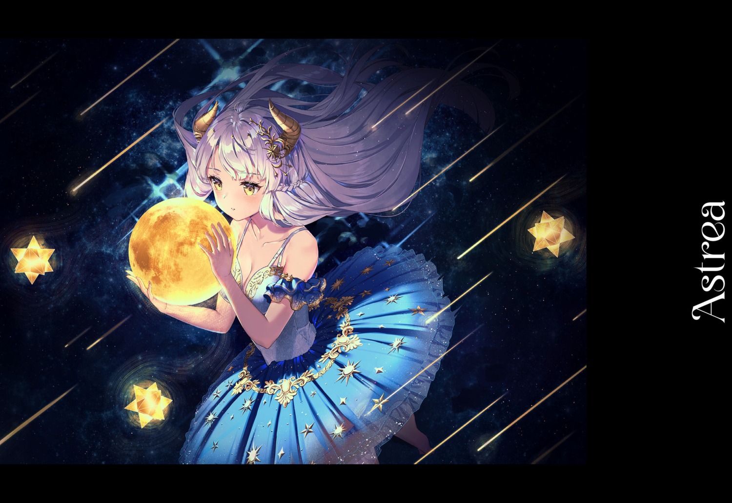 astrea, cleavage, dress, horns, rosuuri, see_through