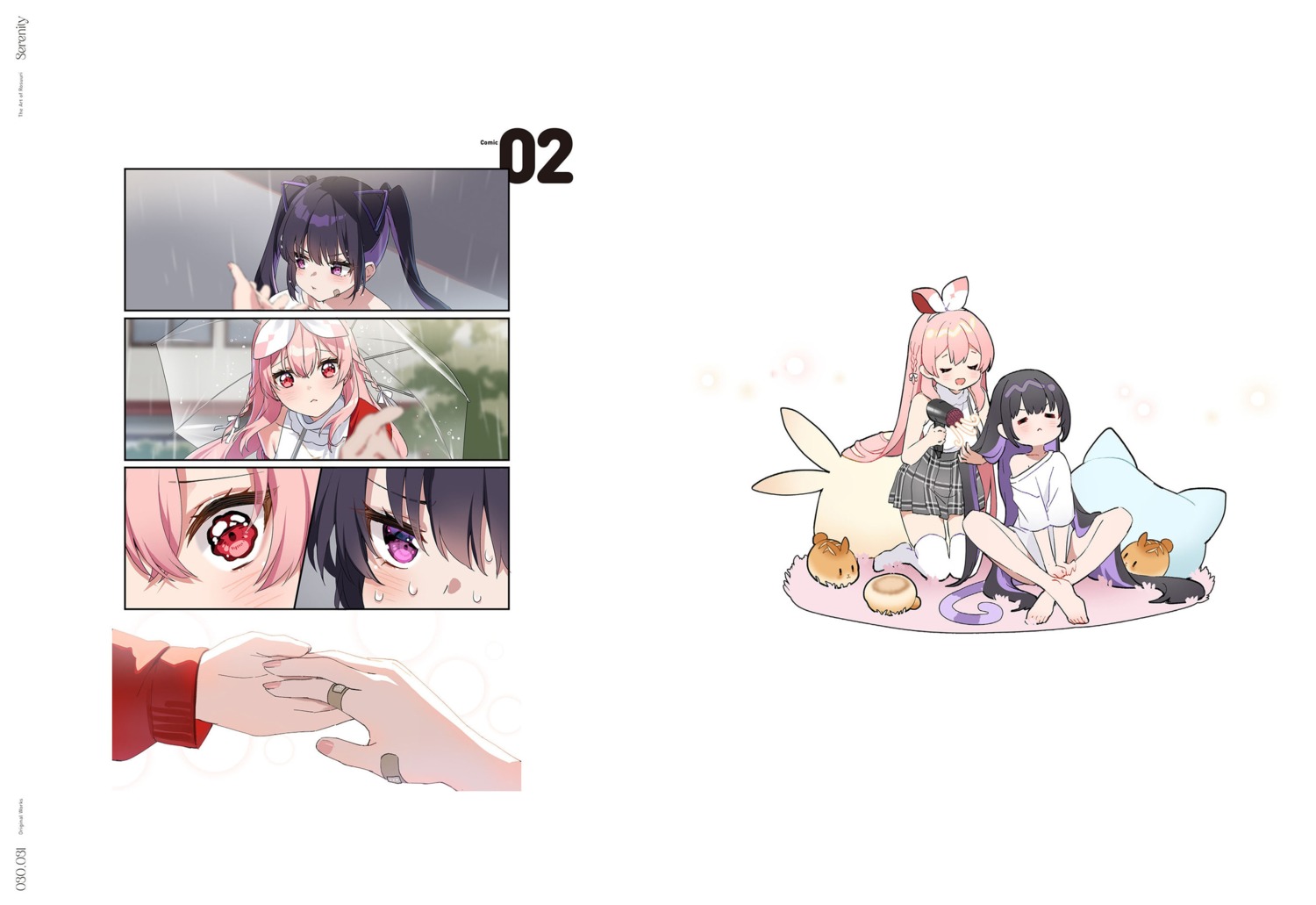 4koma, animal_ears, atelier_live, bandaid, bunny_ears, chibi, nekomimi, no_bra