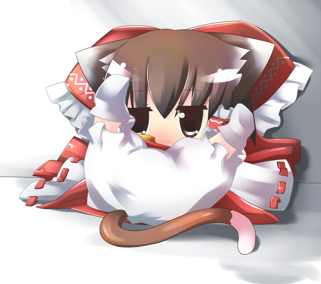 1b, animal_ears, bloomers, chibi, hakurei_reimu, tail, touhou