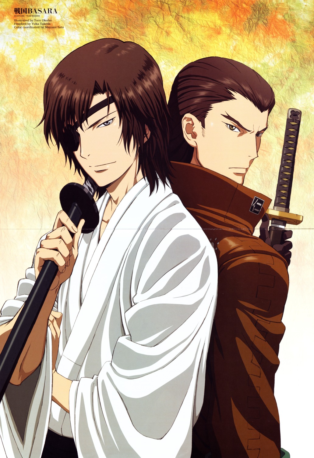 crease, date_masamune, date_masamune_(basara), eyepatch, fixme, japanese_clothes, katakura_kojuurou, katakura_kojuurou_(basara)