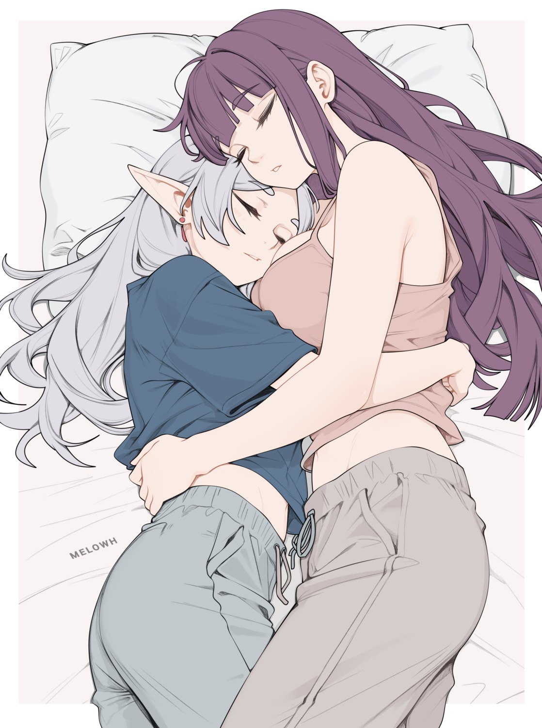 elf, fern, frieren, melowh, pointy_ears, sousou_no_frieren, yuri